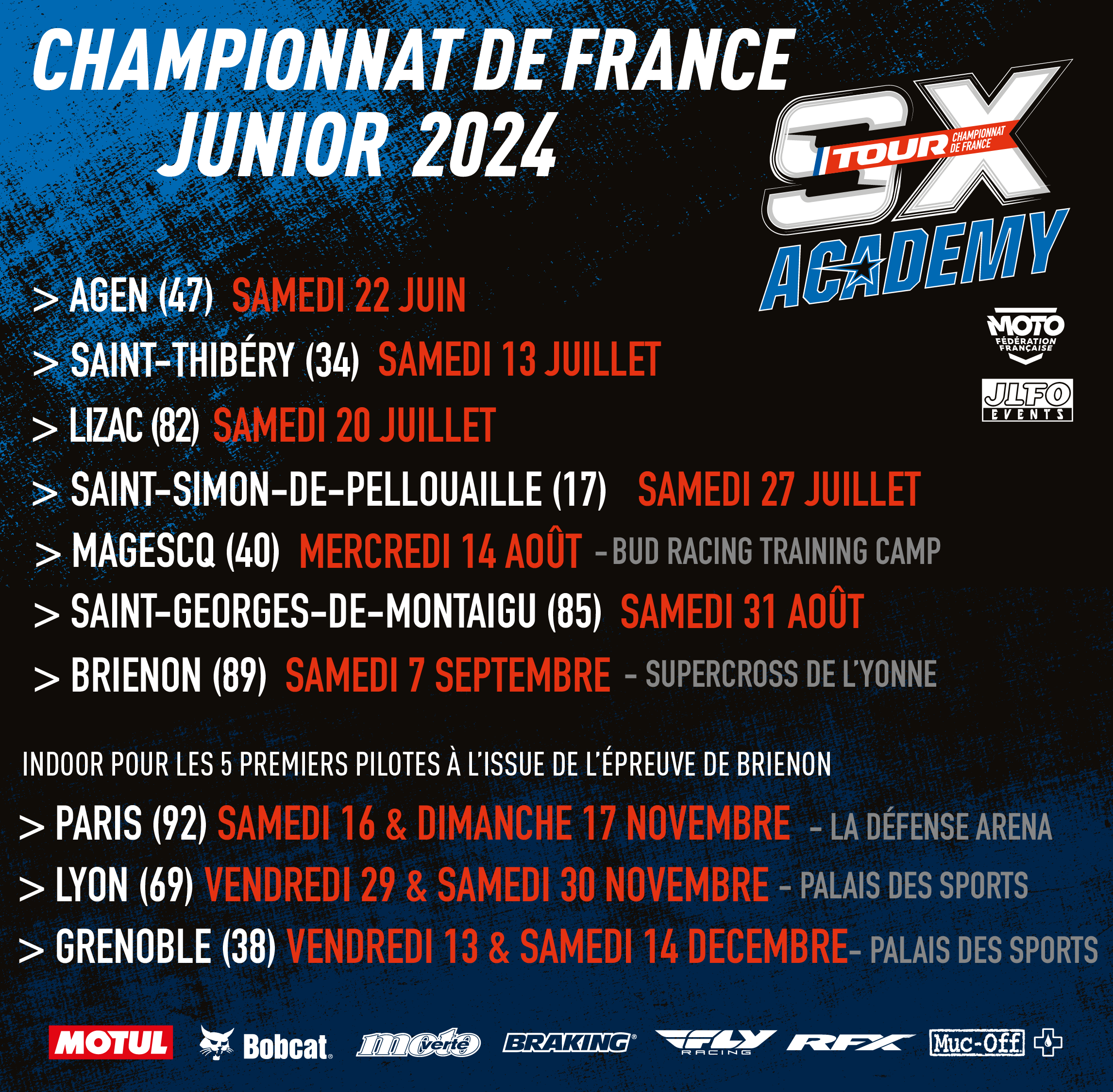 Sx Tour 2025 calendrier Junior FFMoto